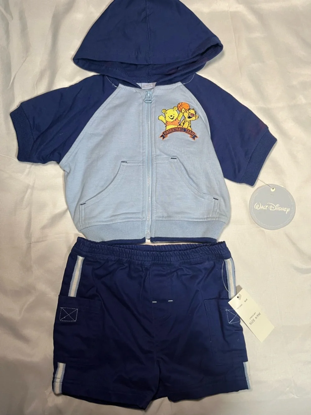 Vintage Disney Winnie The Pooh Tigger Baby Outfit 2pc 6/9M NWT Hooded Sports Set